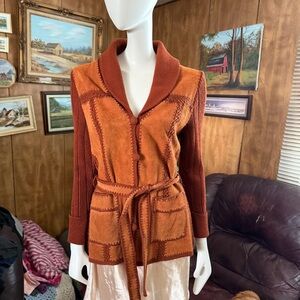 Vintage Suede Crochet Jacket